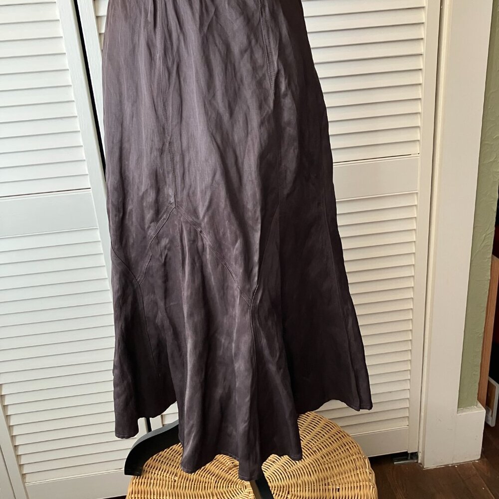 Two Star Dog gored lustrous brown midi skirt